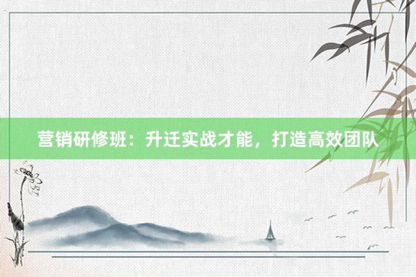 营销研修班：升迁实战才能，打造高效团队